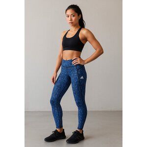 Adidas Climalite High-Rise Printed Leggings Blue Black Women’s XS BQ1966